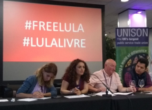 Reino Unido: Conferência do Unison pede Lula livre