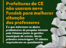 Pesquisa Fetamce: prefeituras do CE não usaram novo Fundeb para melhorar situação dos professores