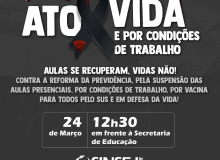 Servidores na educação de Joinville fazem ato contra aulas presenciais no município