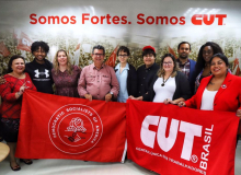Líderes sindicais e representantes do partido socialista dos EUA visitam a CUT