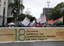 20 Novembro 2021 - 18ª Marcha da Consciência Negra - Fora Bolsonaro Racista - Foto Dino Santos